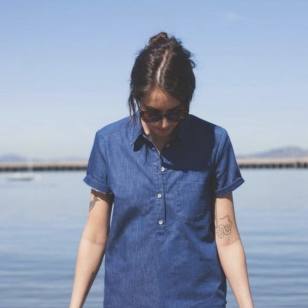 Taylor Stitch Scout Denim Popover Shirt Size S